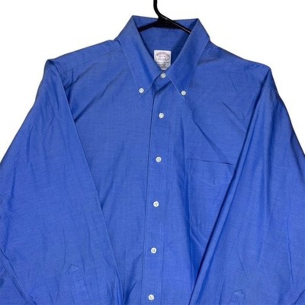 Brooks Brothers 1818 Dress Shirt Mens 16.5 34/35 Blue Solid Button-Down OCBD